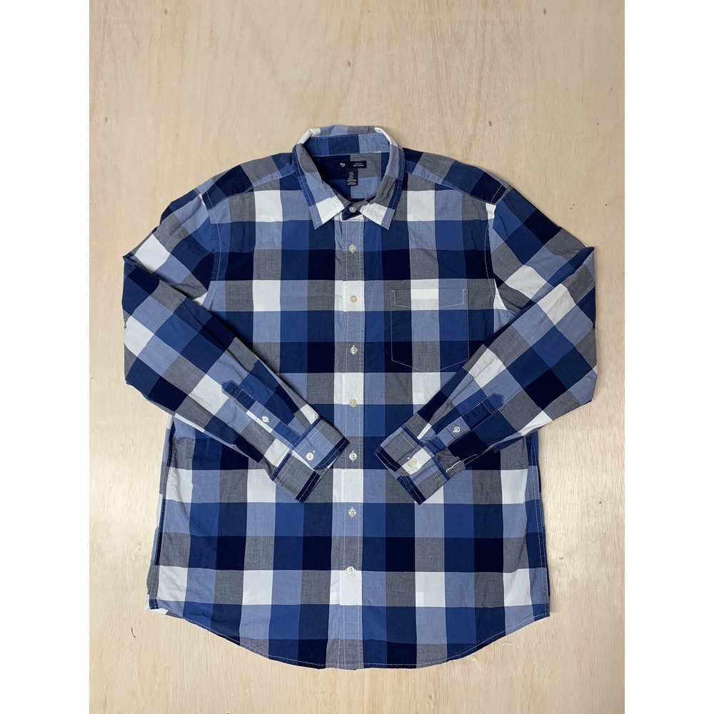 Gap Classic Fit Button Up Pocket Shirt‎ Men's Size XL Plaid Long Sleeve